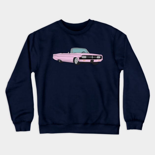 1960s Pink Chevy Car Soft top Crewneck Sweatshirt by NostalgiaUltra